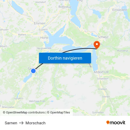 Sarnen to Morschach map