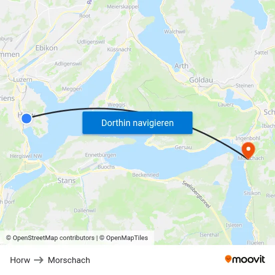 Horw to Morschach map