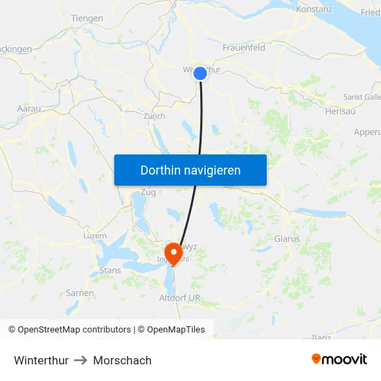 Winterthur to Morschach map