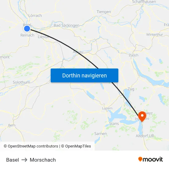 Basel to Morschach map