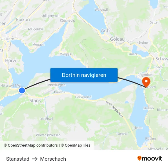 Stansstad to Morschach map