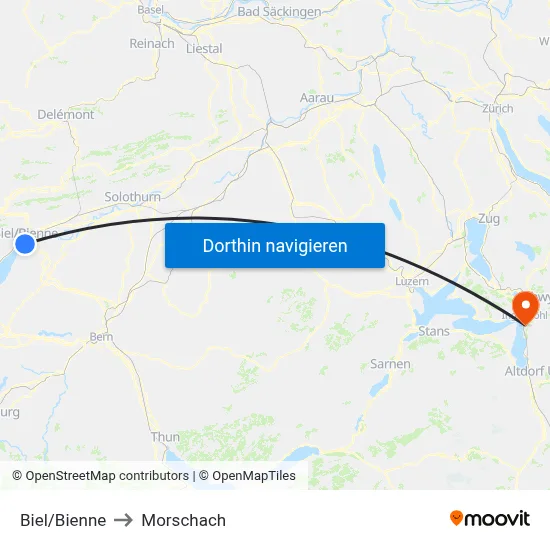 Biel/Bienne to Morschach map