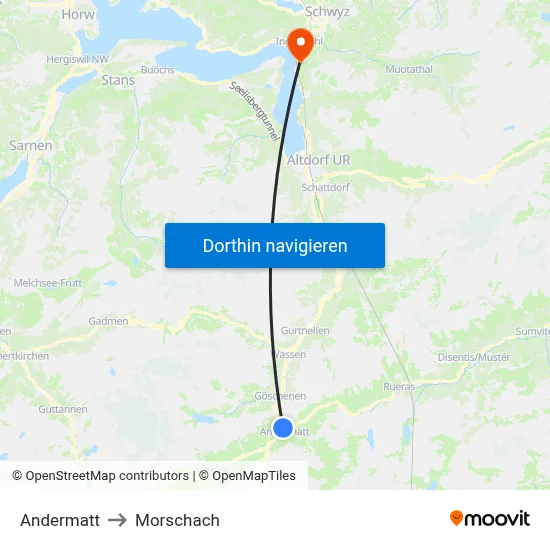 Andermatt to Morschach map