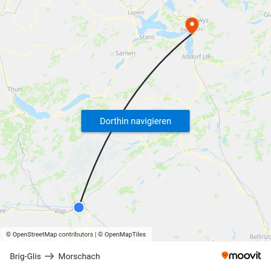Brig-Glis to Morschach map