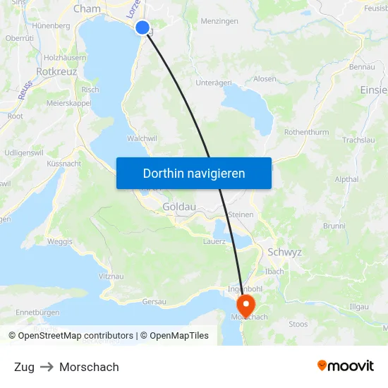 Zug to Morschach map