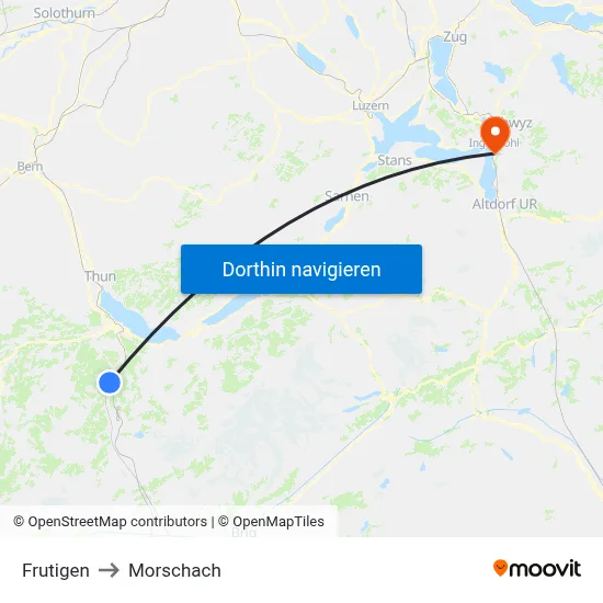 Frutigen to Morschach map