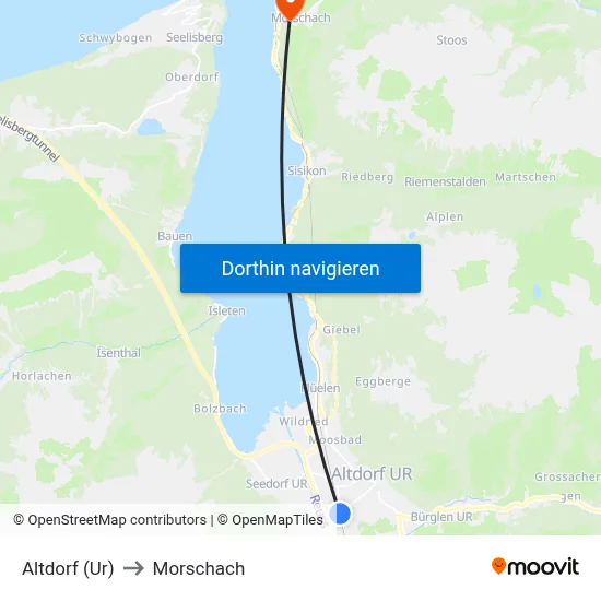 Altdorf (Ur) to Morschach map