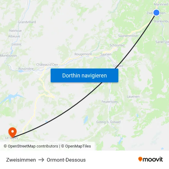 Zweisimmen to Ormont-Dessous map