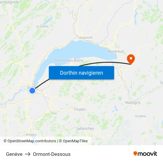 Genève to Ormont-Dessous map