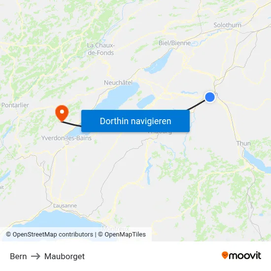 Bern to Mauborget map