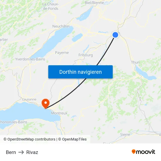 Bern to Rivaz map