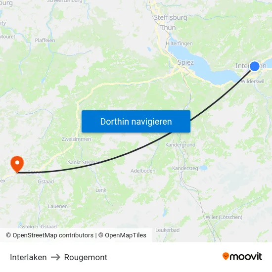 Interlaken to Rougemont map