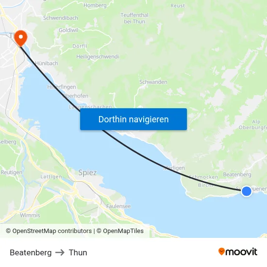 Beatenberg to Thun map