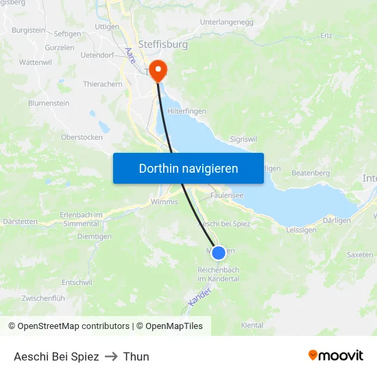 Aeschi Bei Spiez to Thun map