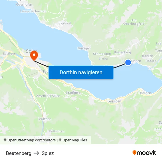 Beatenberg to Spiez map