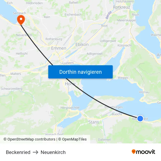 Beckenried to Neuenkirch map