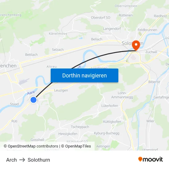 Arch to Solothurn map