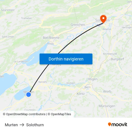 Murten to Solothurn map