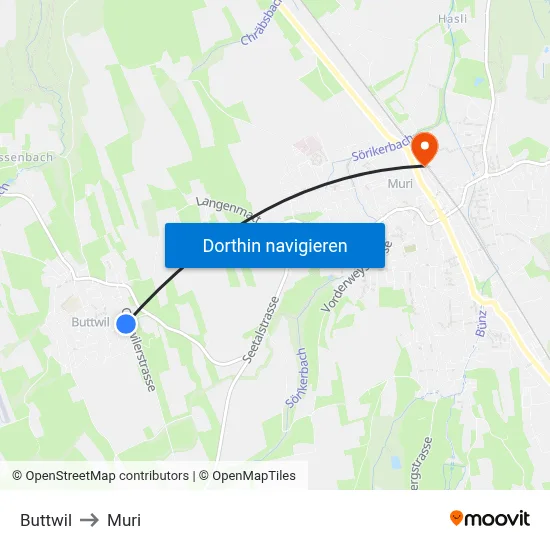 Buttwil to Muri map