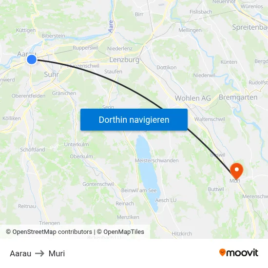 Aarau to Muri map
