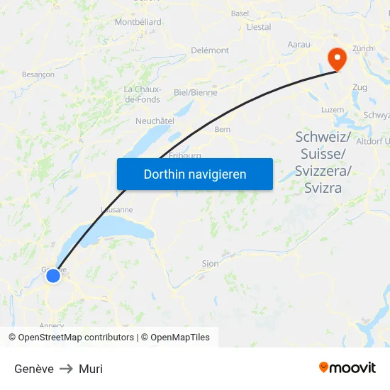 Genève to Muri map