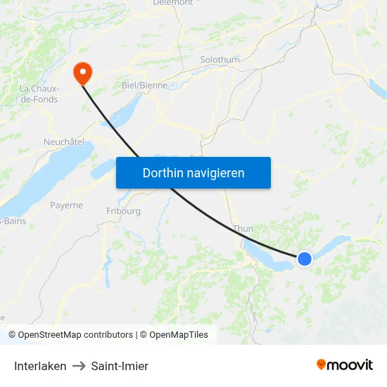 Interlaken to Saint-Imier map