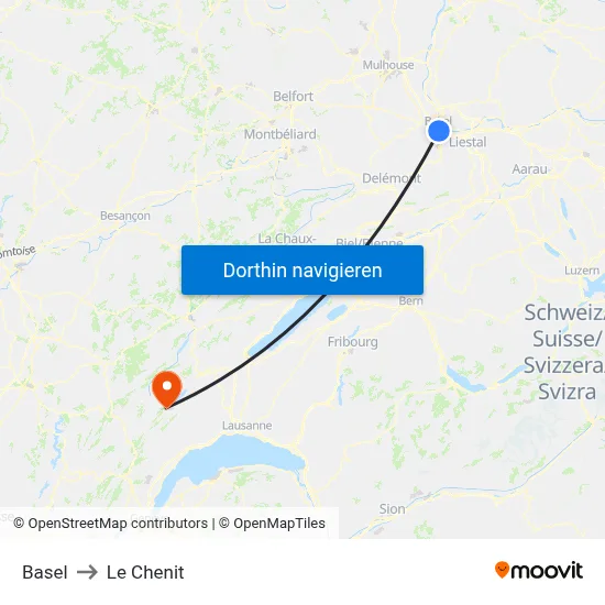 Basel to Le Chenit map