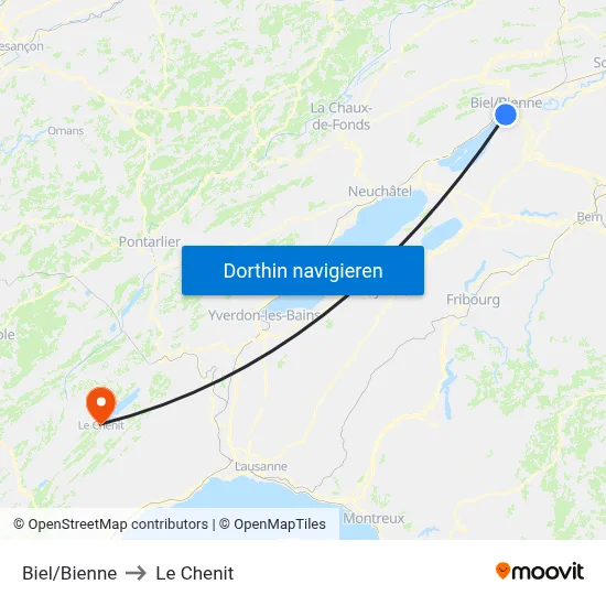 Biel/Bienne to Le Chenit map