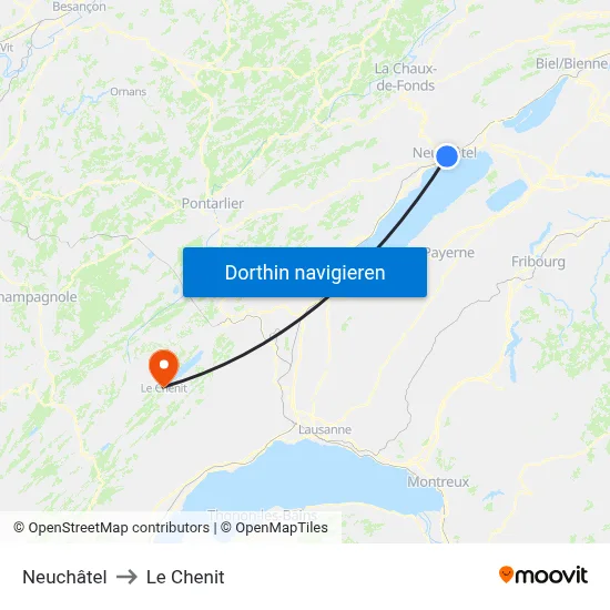 Neuchâtel to Le Chenit map