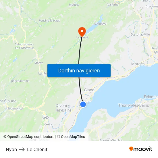 Nyon to Le Chenit map