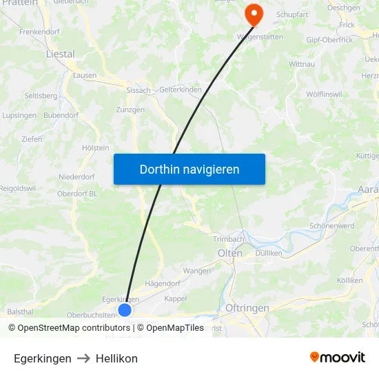 Egerkingen to Hellikon map