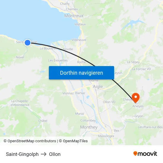 Saint-Gingolph to Ollon map