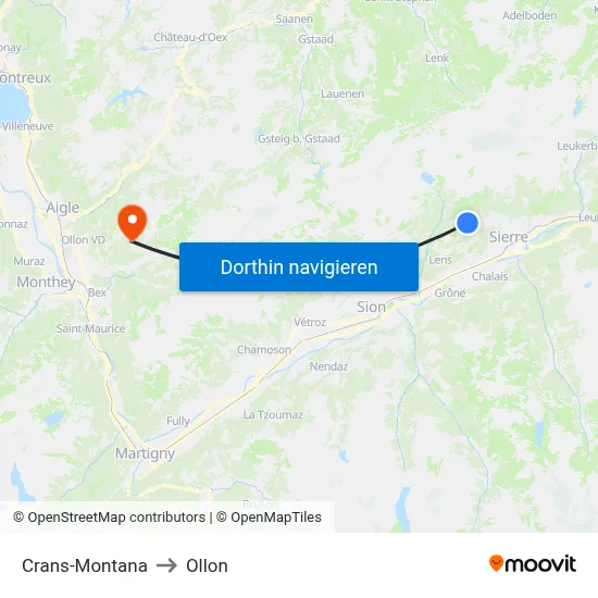 Crans-Montana to Ollon map