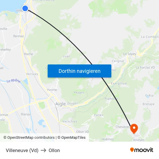 Villeneuve (Vd) to Ollon map