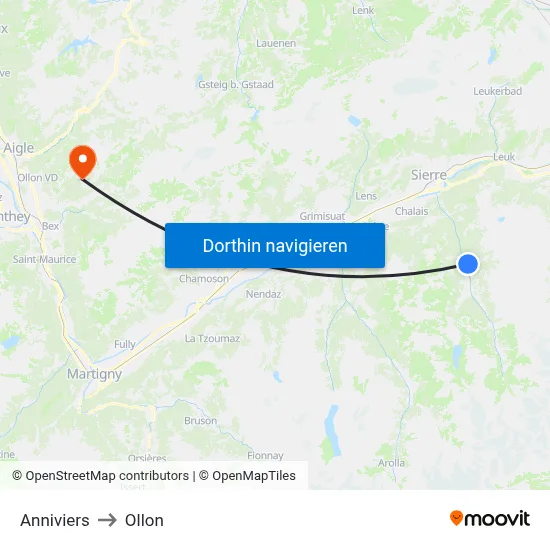Anniviers to Ollon map