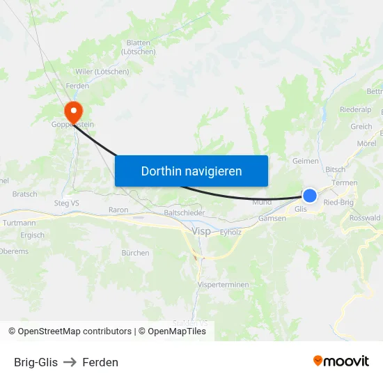 Brig-Glis to Ferden map