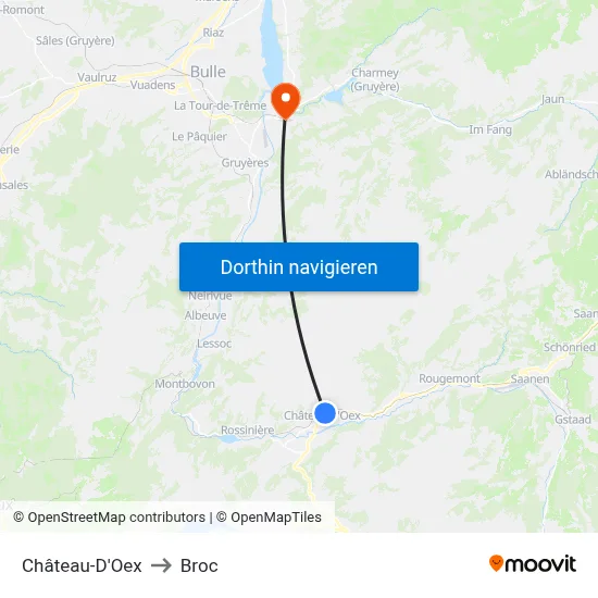 Château-D'Oex to Broc map
