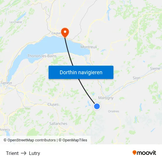 Trient to Lutry map