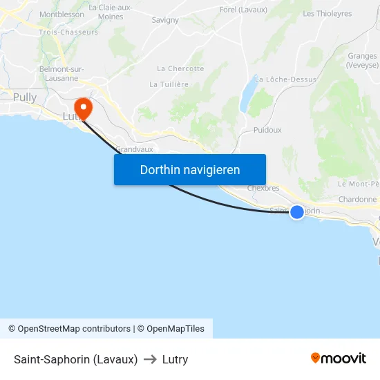 Saint-Saphorin (Lavaux) to Lutry map