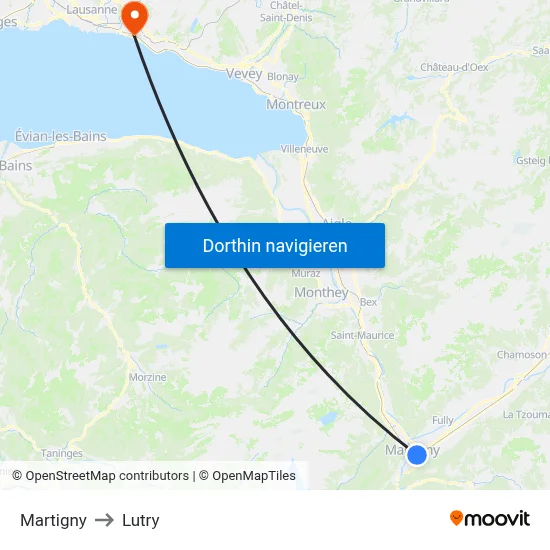 Martigny to Lutry map