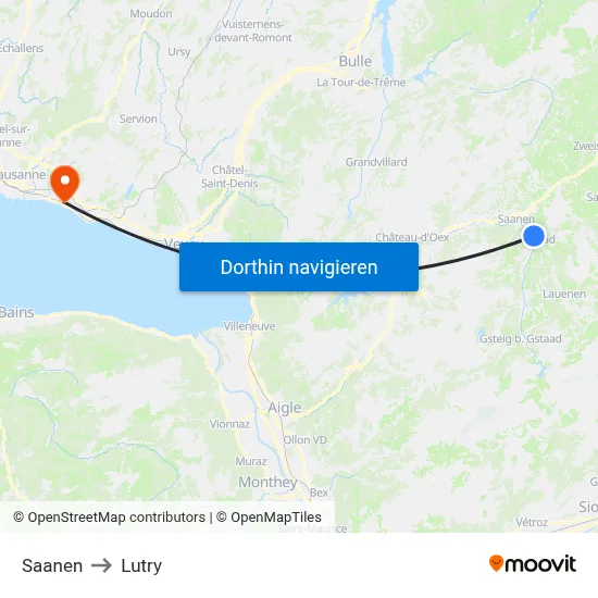 Saanen to Lutry map