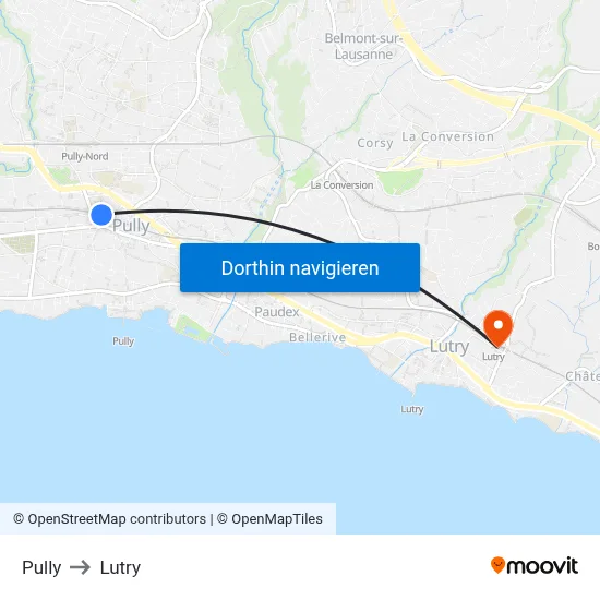 Pully to Lutry map