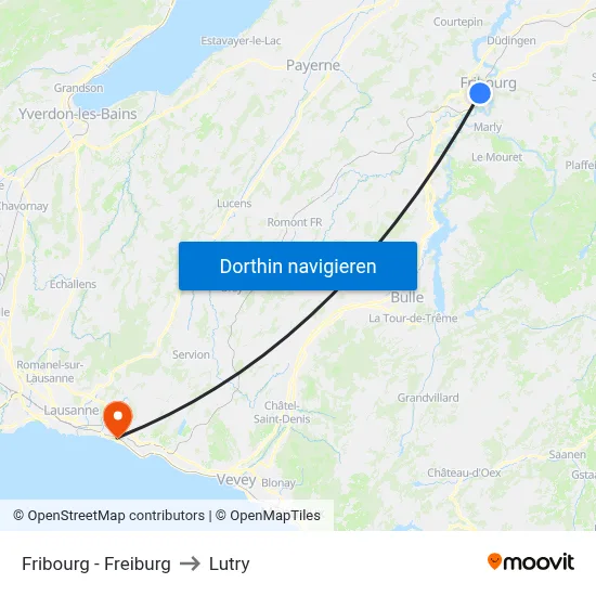 Fribourg - Freiburg to Lutry map
