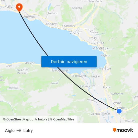 Aigle to Lutry map