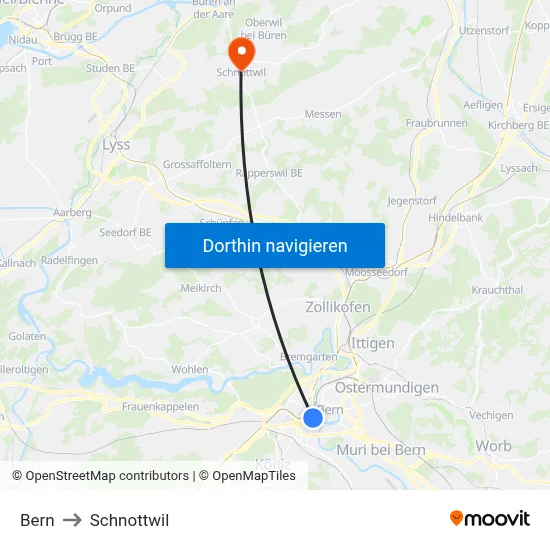 Bern to Schnottwil map
