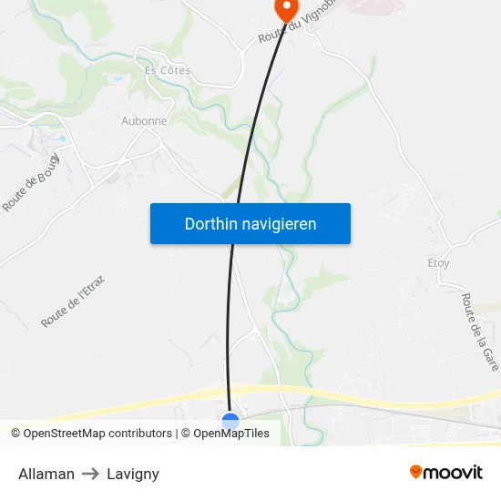 Allaman to Lavigny map
