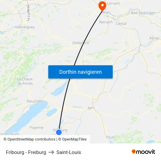 Fribourg - Freiburg to Saint-Louis map