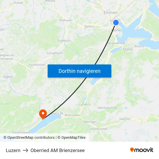 Luzern to Oberried AM Brienzersee map