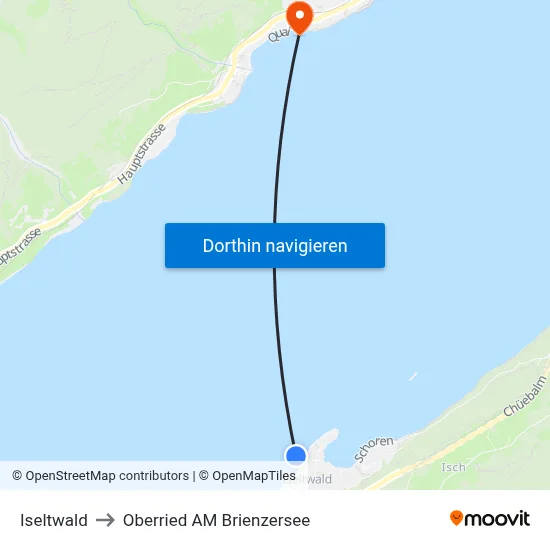 Iseltwald to Oberried AM Brienzersee map