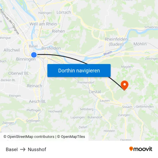 Basel to Nusshof map